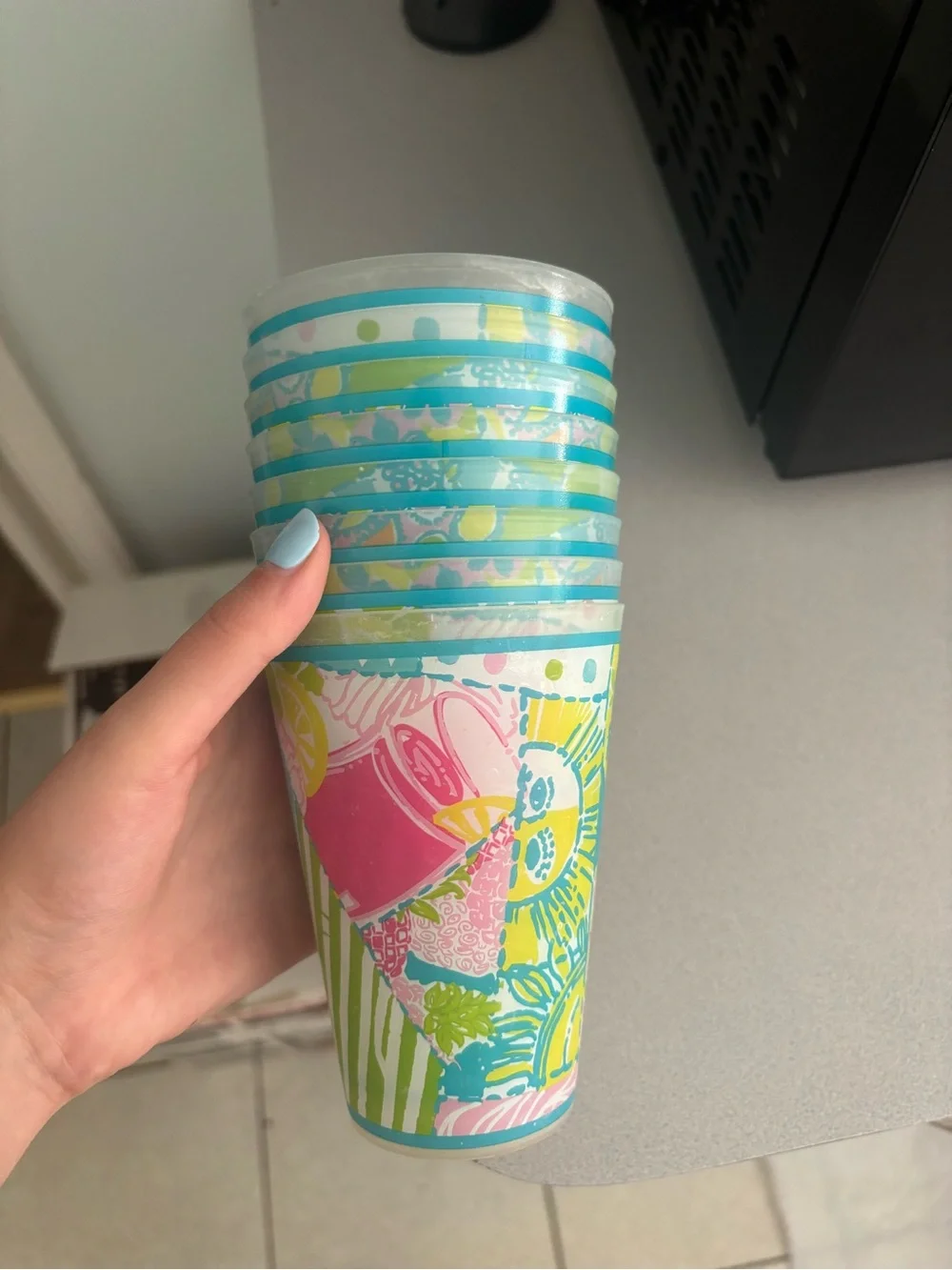 Colorful Floral Party Cups - Pink, Blue & Yellow
